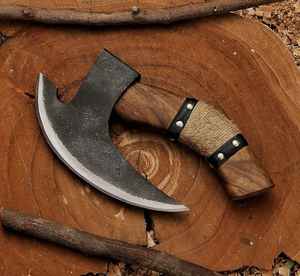 มีดตัดพิซซ่าแบบวิกิ้ง ทำมือ คุณภาพอุตสาหกรรม เหล็กกล้าคาร์บอนสูง พร้อมปลอกหนังอย่างดี ตีขึ้นรูปด้วยมือ - Product Image 6