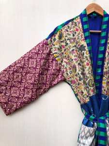 ชุดกิโมโนผ้าไหมส่าหรีอินเดียแบบวินเทจ รีไซเคิล สำหรับผู้หญิง ใช้คลุมชุดบิกินี่สำหรับงานปาร์ตี้ริมชายหาด ชุดคลุมเจ้าสาว สำหรับฤดูร้อน ขายส่ง - Product Image 2