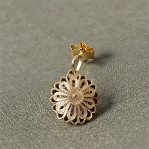 Best Selling Silver Filigree Pendant and Earring <b>Set</b> Morning Flowers-High Quality <b>Indian</b> Fashion Stud with Glittering Shine - Product Image 2