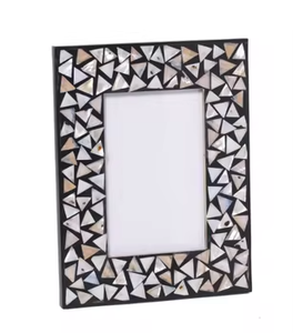 Cadre de miroir rectangulaire en laiton fait main avec incrustation de nacre, design pour table, miroir vertical en verre incassable, décoration - Product Image 6