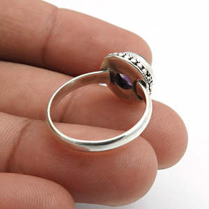 Elegant And Luxurious Silver <b>Ring</b> With Round Cut Amethyst Gemstone Premium Quality <b>Boho</b> Jewelry A Valuable Accessory For Girls - Product Image 4