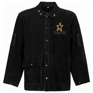Veste de travail noire à manches longues MBAANI, boutonnée sur le devant, coupe régulière, vêtements de sécurité - Product Image 2