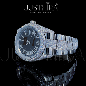 Montre de luxe entièrement sertie de diamants Moissanite, bijoux hip-hop en argent 925, idéale pour un cadeau de fiançailles pour elle et pour lui - Product Image 4