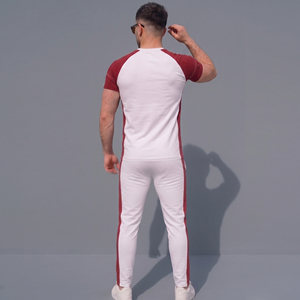 Men's <b>White</b> Printed T-Shirt <b>Tracksuit</b> Joggers Set Crew Neck Tee Trouser Set Lightweight 100% Polyester T Shirt Track Suits - Product Image 5