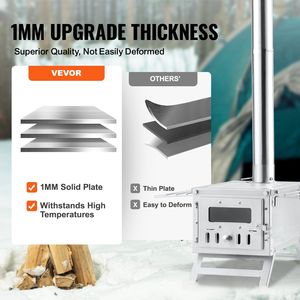 Poêle à bois portable en acier inoxydable de 80 pouces avec tuyaux de cheminée, gants et accessoires pour poêle de camping 700in3Fireb - Product Image 5