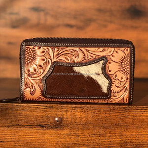 กระเป๋าสตางค์หนังวัวสไตล์ตะวันตกแกะสลักด้วยมือ - Product Image 2