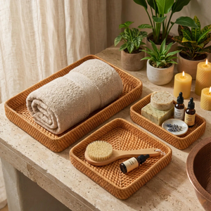 Modern Traditional Hand Woven Rattan <b>Basket</b> For Kitchen Counter <b>Bread</b> And Fruit Storage Durable Natural Rattan <b>Baskets</b> For Daily - Product Image 1