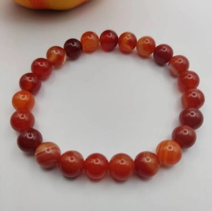 Natural Orange Carnelian Ball-Shaped <b>Beaded</b> <b>Bracelet</b> for Healing Reiki Energy Jewelry Unisex Gift 8mm - Product Image 1