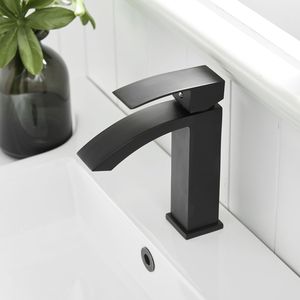 Rubinetto Moderno Monocomando Nero Spazzolato per Lavabo Bagno, Miscelatore Monoforo per Lavandino - Product Image 6