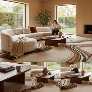 Wholesale Designer Organic Curve Rug | Modern Linear Topography Thick Pile Carpet Home Decor Gift Factory Price - Product Image 6