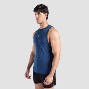 Men's High Quality Cotton Sleeveless Gym Tank Tops Custom Logo Casual Sports Shirt Breathable Crew Neck 180g Knitted <b>Singlet</b> - Product Image 3