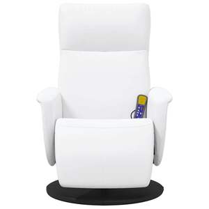 Fauteuil inclinable de massage en similicuir blanc avec repose-pieds - Product Image 4