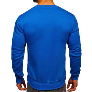 Custom Sweatshirt Cotton Streetwear Royal Blue Fleece Breathable Men Crewneck for Professional Gym Training Casual Apparel Wear - Product Image 3
