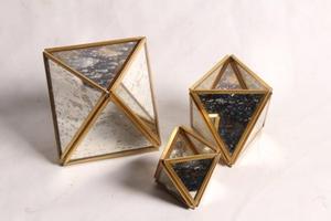 Artisan Design VO1033c Geometric Brass/Glass Votive Holder <b>Mirrored</b> <b>Panels</b> for Home Wedding Diwali Decor Candle Light Dinner - Product Image 4