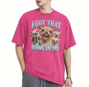 <b>Men's</b> Short Sleeve O-Neck T-Shirt With Chihuahua Dog Print Casual Wear Regular Fit Cotton Jersey Fabric - Product Image 5