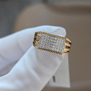 Bague de fiançailles pour homme en or jaune 14 carats avec diamant de laboratoire rond de 0,50 ct, couleur EF, clarté VVS, bague de promesse - Product Image 1