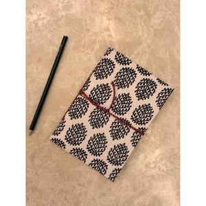 Fabric Cover Printed Leaf <b>Pattern</b> <b>Sewing</b> Binding Notepad Handmade Notebook With Red Thread Closure - Product Image 1