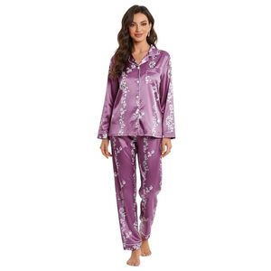 Conjunto de pantalones cortos de pijama de satén de seda suave para mujer, top de manga corta, ropa de dormir ligera y cómoda, conjunto para estar en casa - Product Image 1