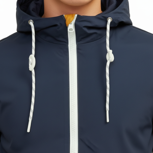 Custom Men's Hooded Windbreaker <b>Jacket</b> Color Block Navy Yellow <b>Lightweight</b> Sporty Casual Outdoor Zip Up Outerwear Coats - Product Image 5