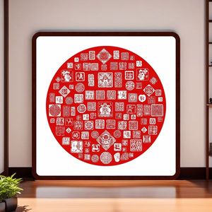 Arte tradizionale cinese cento benedizione Tayin energia pittura 22.4X22.4 pollici (57X57 Cm) dimensione targa elegante - Product Image 1