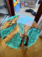 Table ronde de haute qualité au design moderne, écologique, avec finition en résine époxy, pour la salle à manger, le café, la décoration de la maison