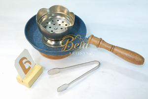 Brûleur à Bakhoor en acier inoxydable de qualité supérieure Bela Artisan avec poignée en bois d'acacia |   Ensemble d'encensoirs indiens résistants à la chaleur |   Oud - Product Image 3