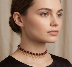 Collier ras du cou plaqué or 18 carats avec rubis naturel |   Pierres précieuses certifiées naturelles |   Collier à franges en chaîne - Product Image 4