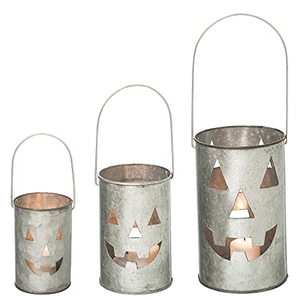 Lanternes rustiques en métal galvanisé Jack-O'-Lantern (lot de 3) comprenant des lanternes assorties de petite, moyenne et grande taille - Product Image 1