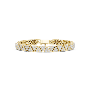 Bracelet tennis en or jaune 10 carats avec maillons en V et diamants - Product Image 1