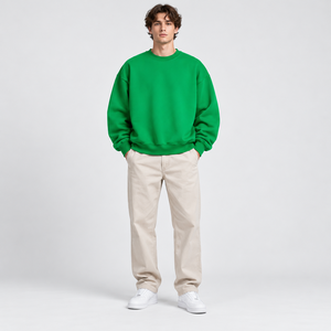 เสื้อสเวตเชิ้ตคอกลมสีเขียว ยูนิเซ็กส์ ทรงปกติ แขนยาว ปลายแขนแบบริบ ผ้าสีพื้น สไตล์ลำลอง เสื้อสำหรับฤดูใบไม้ร่วง - Product Image 4