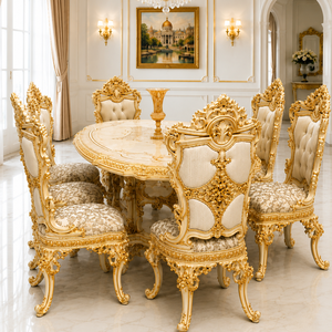 Luxury Dual Hand Carved <b>Dining</b> <b>Table</b> Set French Provincial <b>Dining</b> <b>Table</b> Set Manufacturer and Exporters Custom Furniture for Home - Product Image 1