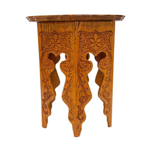 Mesa Auxiliar Tallada a Mano en Madera de Sheesham con Incrustaciones de Latón, Mesa de Centro Redonda Estilo Marroquí, Muebles Vintage para Sala de Estar - Product Image 3