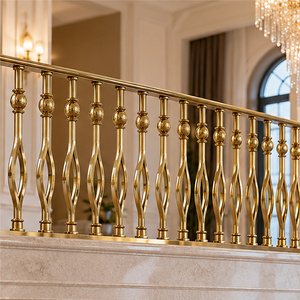 Barandillas de Escalera en Tono Dorado Regal con Pernos en Forma de Reloj de Arena y Detalles de Cuello Esférico para Interiores Clásicos - Product Image 3