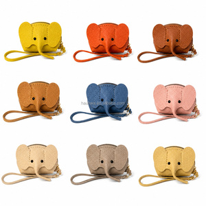 OEM Cute Elephant Coin <b>Purse</b> Keychain PU Leather Mini Zipper Wallet <b>Small</b> Coin Bag with Key Ring Wrist Strap - Product Image 5