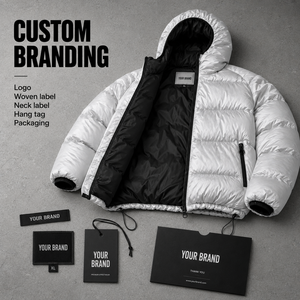 Chaqueta Acolchada Blanca para Hombre, con Capucha, Resistente al Viento, Estilo Urbano, para Invierno, Relleno de Poliéster, Cierre de Cremallera, Color Sólido - Product Image 5