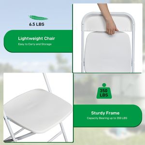 Sedia Pieghevole da Giardino Classica Bianca, Set da 6 Pezzi in Plastica Stampata a Iniezione, Stile Classico - Product Image 4