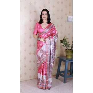 Madhubani Fusion Printed Saree Pink Tussar Silk with Zari Woven Border for <b>Party</b> <b>Jumpsuit</b> by Elite Weaves 450g - Product Image 6
