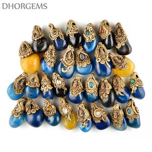 Collar con Colgante de Arcilla Polimérica Natural, Piedras Preciosas Mixtas con Patrón de Mapa, Dijes de Cerámica, Joyería - Product Image 4