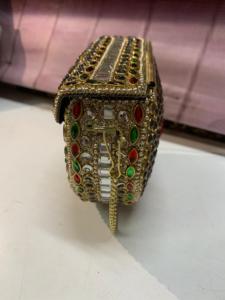 Kundan Evening Bag Beaded Stone <b>Clutch</b> Purse Gold Chain Handbag Flap Shoulder Bag for <b>Wedding</b> Party - Product Image 3