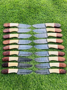 Couteau de chasse en acier Damas, lame pointue, manche en bois et os, lame fixe de 8 pouces avec étui en cuir - Product Image 3