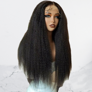 Long 26 Inch Lace Front Human Hair <b>Wig</b> Glueless Natural <b>Black</b> - Product Image 1