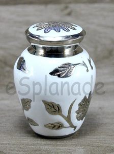 Porcelain Pet Urn Teardrop Shape Classical Design Airtight Small Animals Memorial <b>Vase</b> White with Leaf Pattern - Product Image 6