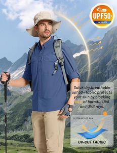 เสื้อเชิ้ตตกปลาสำหรับผู้ชายไซส์ใหญ่ UPF 50 แขนยาว ระบายอากาศได้ดี แห้งเร็ว ประสิทธิภาพสูง ติดกระดุม ป้องกันแสงแดดสำหรับกิจกรรมกลางแจ้ง - Product Image 2