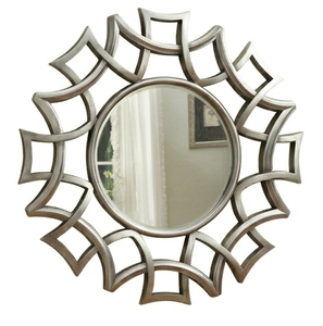 Modern Geometric Iron Frame <b>Round</b> <b>Wall</b> <b>Mirror</b> Silver Finish Decorative Starburst <b>Wall</b> <b>Mirror</b> Luxury Home Decor - Product Image 4