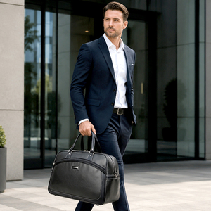 Made in Korea Lightweight Large Capacity PU Leather Weekender Boston <b>Duffel</b> <b>Bag</b> with Polyester Lining GE_4243 - Product Image 4