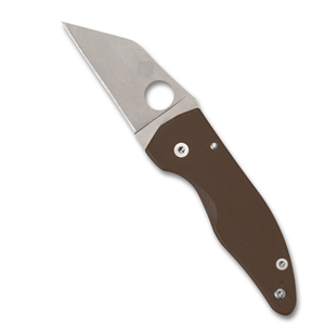 Couteaux de poche pliants compacts avec lame de style Tanto en acier inoxydable, manche ergonomique texturé marron, trou d'ouverture pour le pouce - Product Image 2
