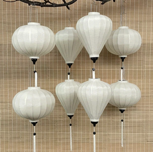 Farol de Seda Vietnamita Blanco, Lámpara de Tela Hecha a Mano, Decoración para Bodas y Eventos, Iluminación Colgante - Product Image 2