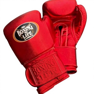 No Boxing No Life Premium Cowhide Leather Hook Loop Boxing Gloves Non-Slip Stretch Adjustable Wrist Strap Hand Grips Full Finger - Product Image 1