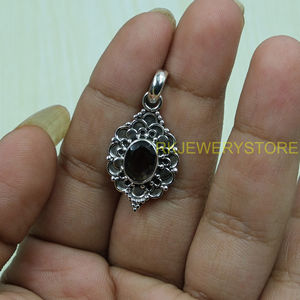 Pendentif en quartz fumé naturel, argent sterling 925, fait main, bijoux vintage en filigrane, pendentif ovale à facettes en pierre précieuse marron - Product Image 4