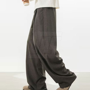 Pantalon décontracté pour homme, coupe ample et large, taille à cordon, tissu doux et lisse, style streetwear, fabricant de vêtements - Product Image 2